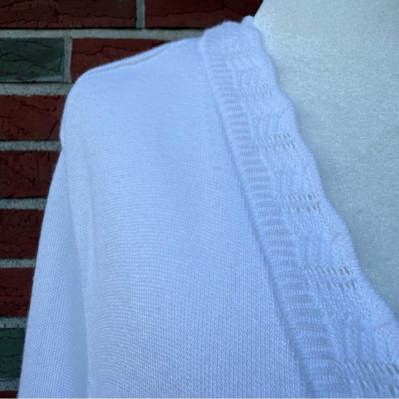 CJ Banks Scalloped Edge Eyelet White No Close Cardigan Sweater ⛄️ - Picture 2 of 12